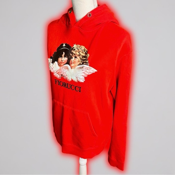 Fiorucci 100% Cotton ‘Vintage Angels Hoodie’ in Red / Orange Size Medium - Picture 13 of 16